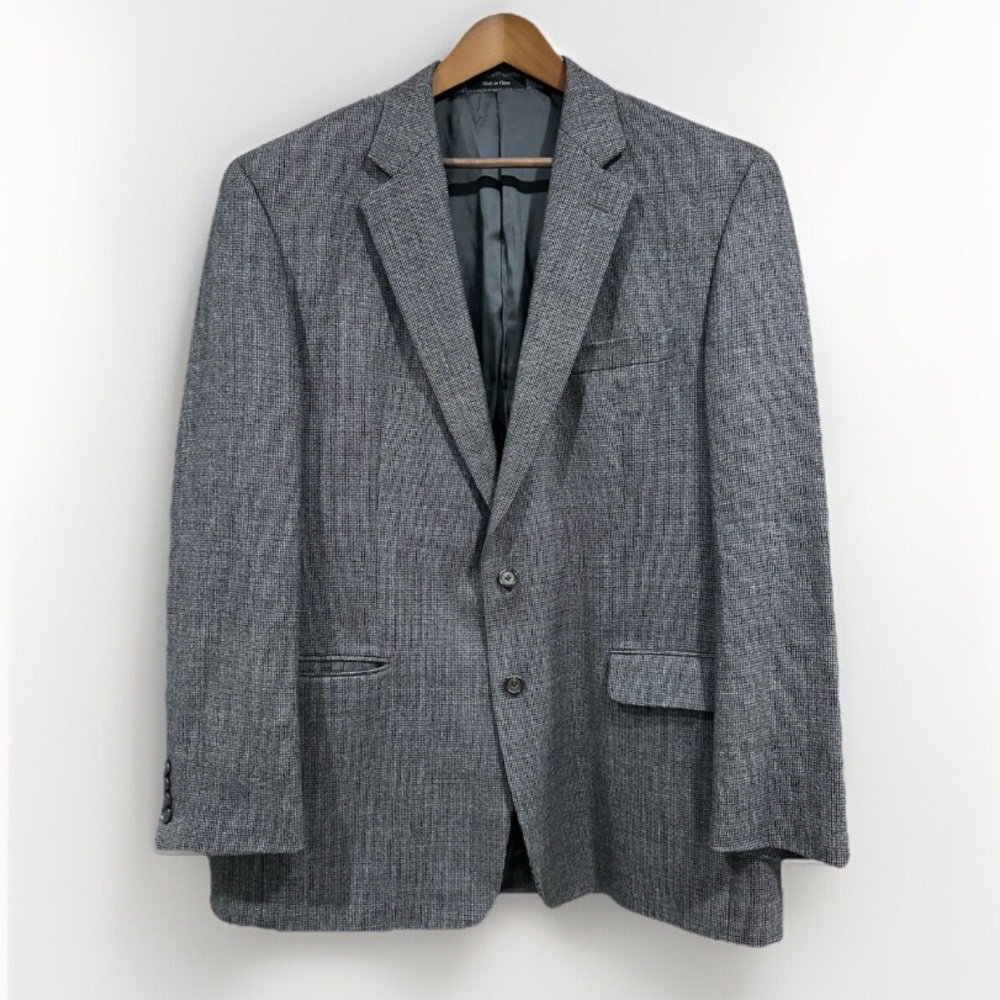 Lauren Ralph Lauren 44L Gray Brown Mens Blazer Sport Coat 100% Lambs Wool